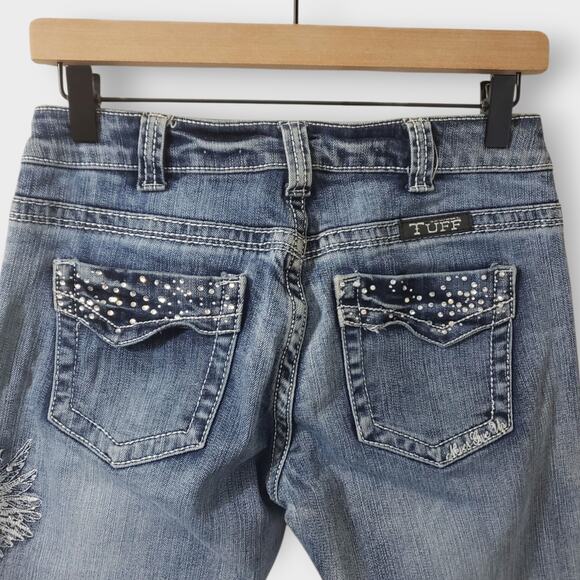 Cowgirl Tuff Jeans Wing & A Prayer Rhinestone Bootcut Low-Rise Y2K Sz 26x33 - Picture 1 of 15